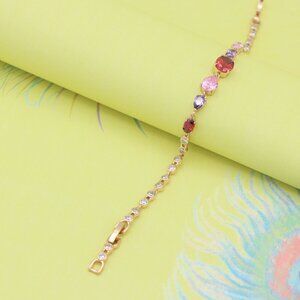 "Colorful Gemstone Rose Gold Bracelet with Sparkle Chain, XPBL0812